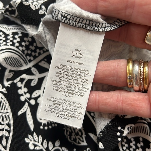 Boden NWT Ruched Jersey Midi Dress in Black and Ivory Tulip Vine Size US2P - Picture 12 of 15